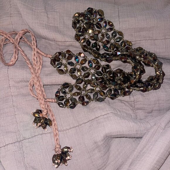 Womens Iridescent Multicolor Glass Beaded Decorative Bohemian Belt One Size - Picture 7 of 15